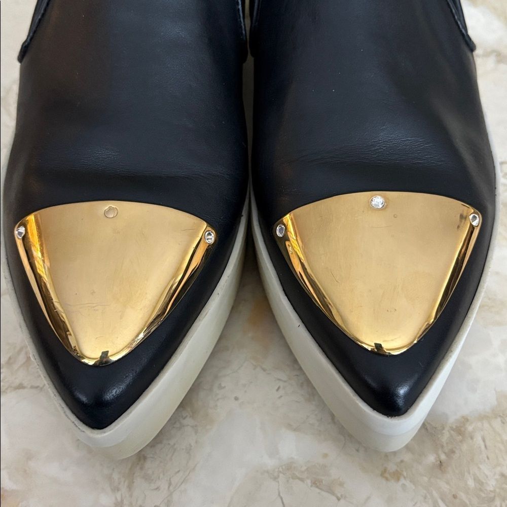 Alexander Smith London Leather Slip On Metal Cap Toe Platform Sneakers - Picture 10 of 14